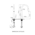 Luxury Home Single Lever 304 /316 Fregadero de cocina de acero inoxidable Conjunción de agua Tapón de cocina Traw Down Kitchen Faucet